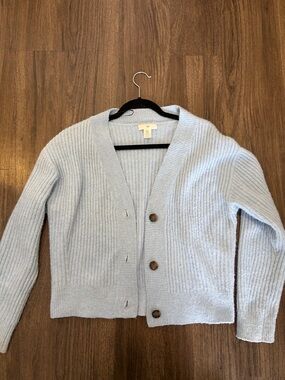H&M Light Blue Ribbed Button-Up Women's Cardigan